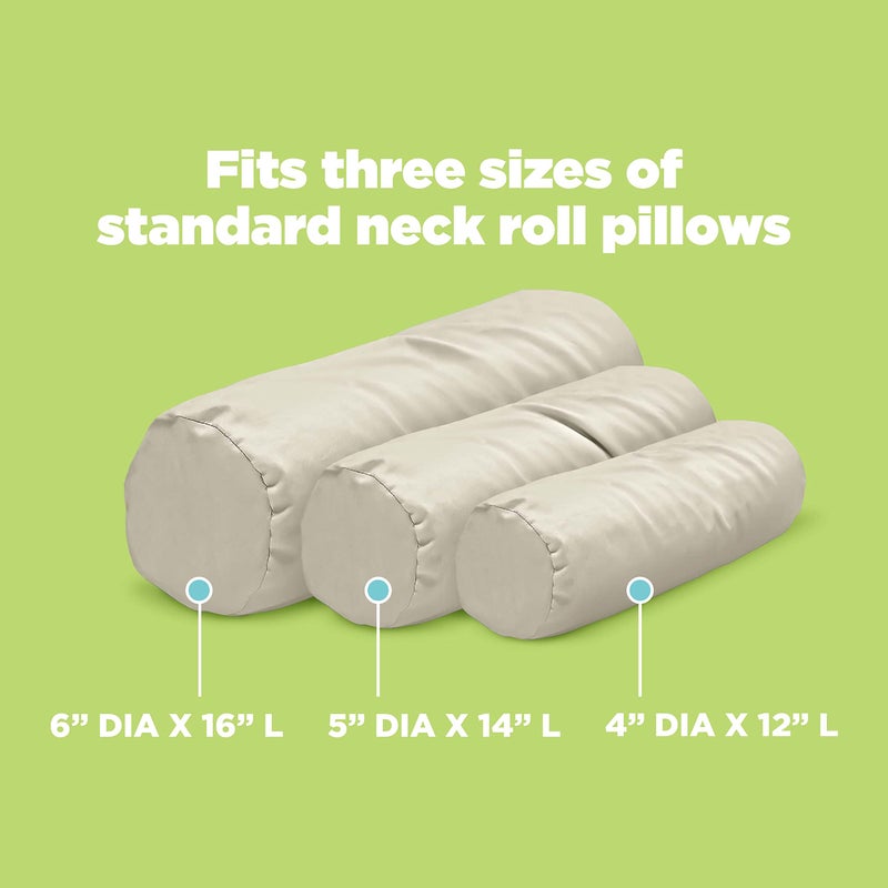 Bean Products Cotton Neck Roll Pillowcase - Hypoallergenic and Smooth Natural Fabric Pillow Protector - Soft and Breathable Sateen Weave Pillow Cover with Enclosed Sleeve Design - Made in USA - Natural, 6" x 16" - Image 5